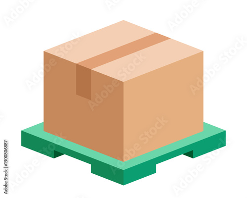 pallet with carton box, parcel box cargo on pallets, brown box, warehouse concept, corrugated shipping box icon, cardboard postage box for transportation