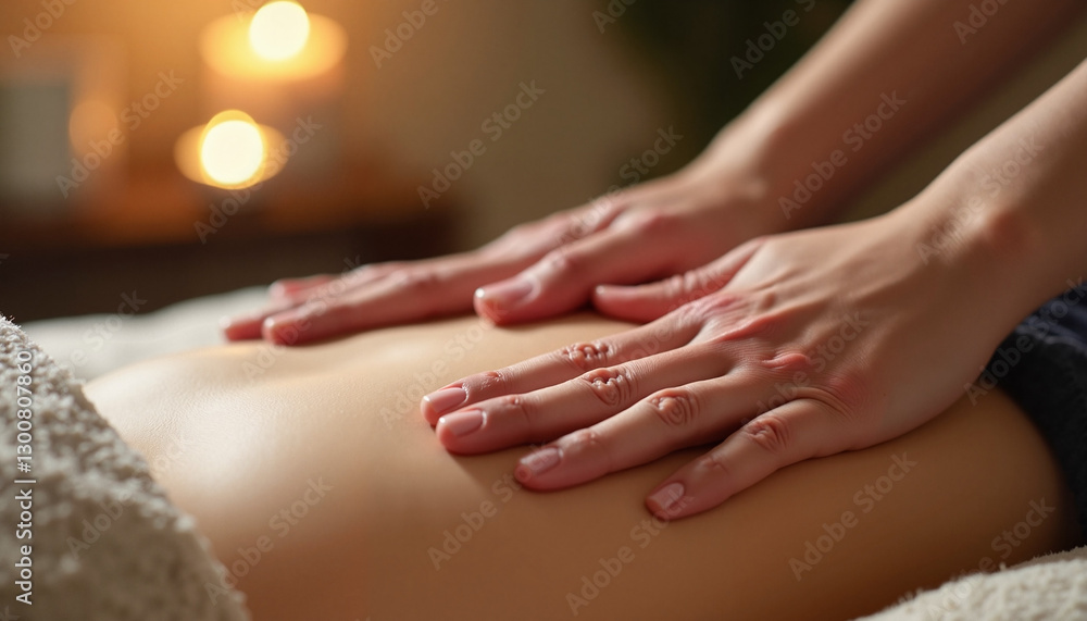 Naklejka premium Delicate hands applying soothing massage in tranquil spa setting, relaxation