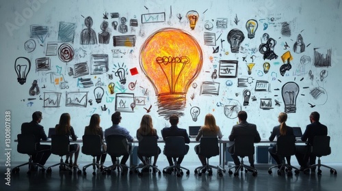 Creative Team Brainstorming Ideas – Diverse Professionals Collaborating in a Modern Office for Innovation and Teamwork