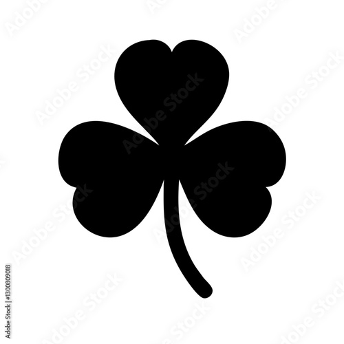 Black clover silhouette for St. Patrick's Day on transparent background