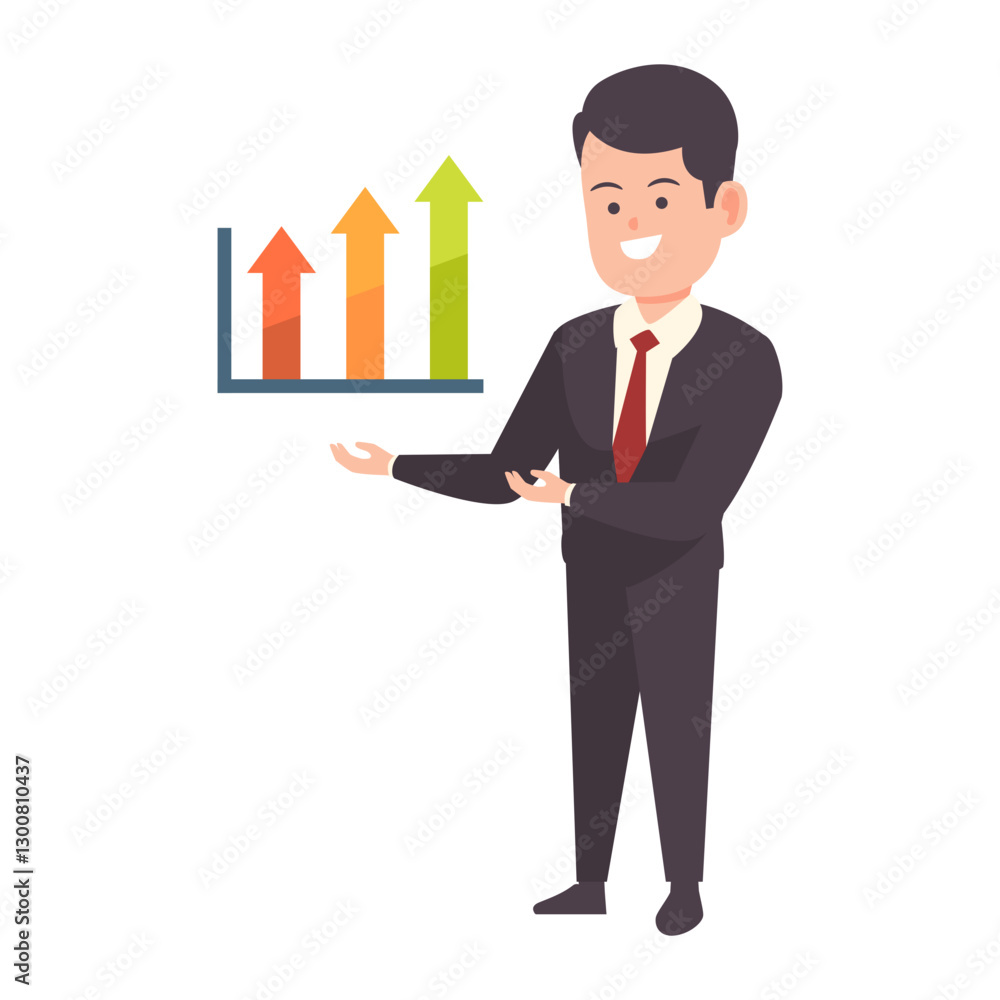 Businessman Presenting Growth Chart Illustration, Design Inspiration, Vector, Hand Drawn, Object, Template Businessman Presenting Growth Chart Illustration, Design Inspiration, Vector, Hand Drawn, Object, Template