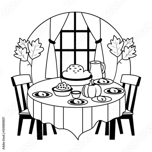 A glyph illustration of thanksgiving dinner
