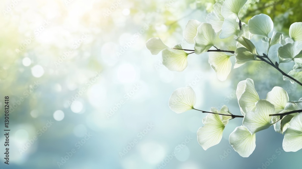 gingko leaves with branch and sky background gingko leaves with branch and sky background