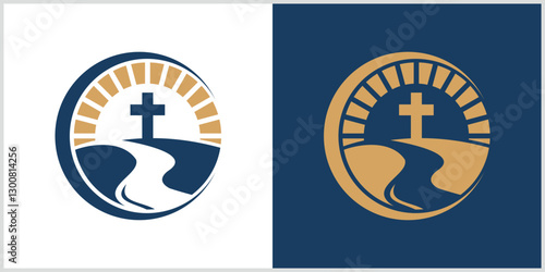 Church religious christian logo design. Church Logo Design Vector Illustration

