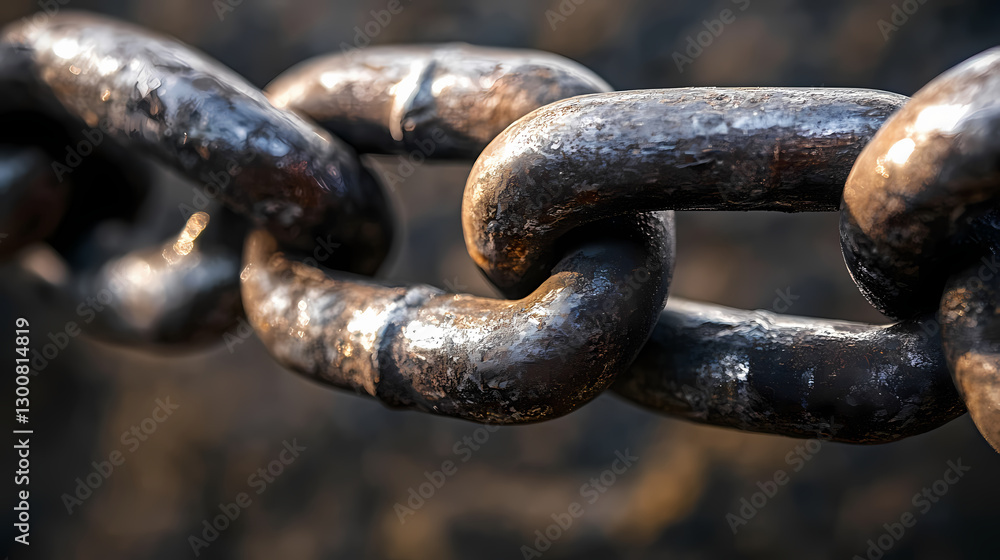 A close-up of a shiny metal chain link, emphasizing strength and connection. Strength - Tree. Illustration A close-up of a shiny metal chain link, emphasizing strength and connection. Strength - Tree. Illustration