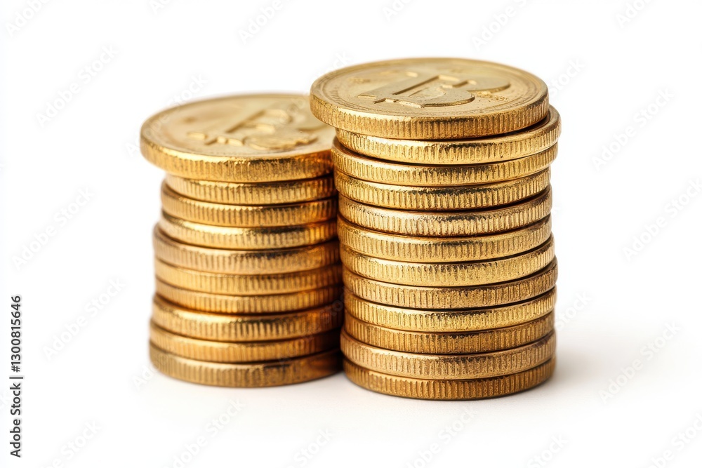 Realistic Gold Coin Stacks for Investment and Wealth Concepts Realistic Gold Coin Stacks for Investment and Wealth Concepts