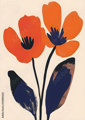 Earthy tones organic abstract botanical floral art