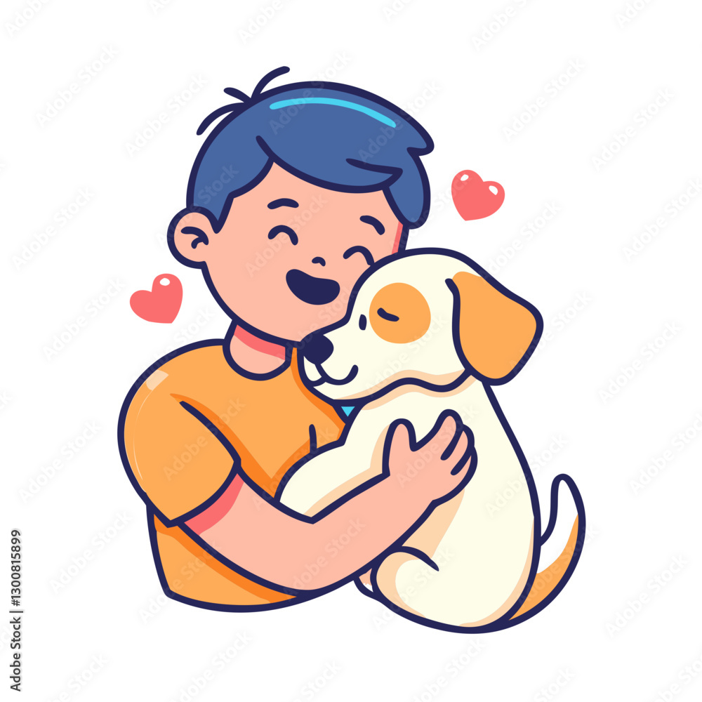 boy is hugging dog with joy and affection boy is hugging dog with joy and affection