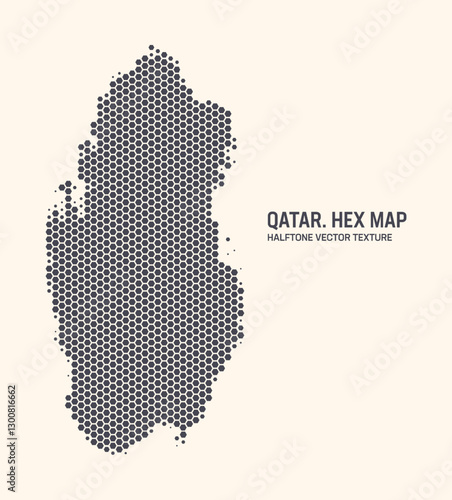 Qatar Map Vector Hexagonal Halftone Pattern Isolate On Light Background. Hex Texture in the Form of a Map of Qatar. Modern Technological Contour Map of Qatar for Design or Business Projects