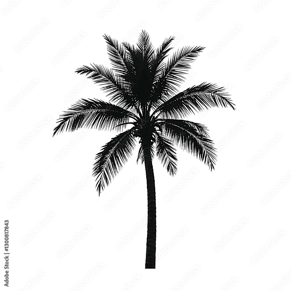 Obraz premium Silhouette of a palm tree isolated on a white background