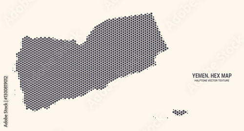 Yemen Map Vector Hexagonal Halftone Pattern Isolate On Light Background. Hex Texture in the Form of a Map of Yemen. Modern Technological Contour Map of Yemen for Design or Business Projects