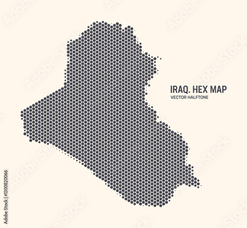 Iraq Map Vector Hexagonal Halftone Pattern Isolate On Light Background. Hex Texture in the Form of a Map of Iraq. Modern Technological Contour Map of Iraq for Design or Business Projects