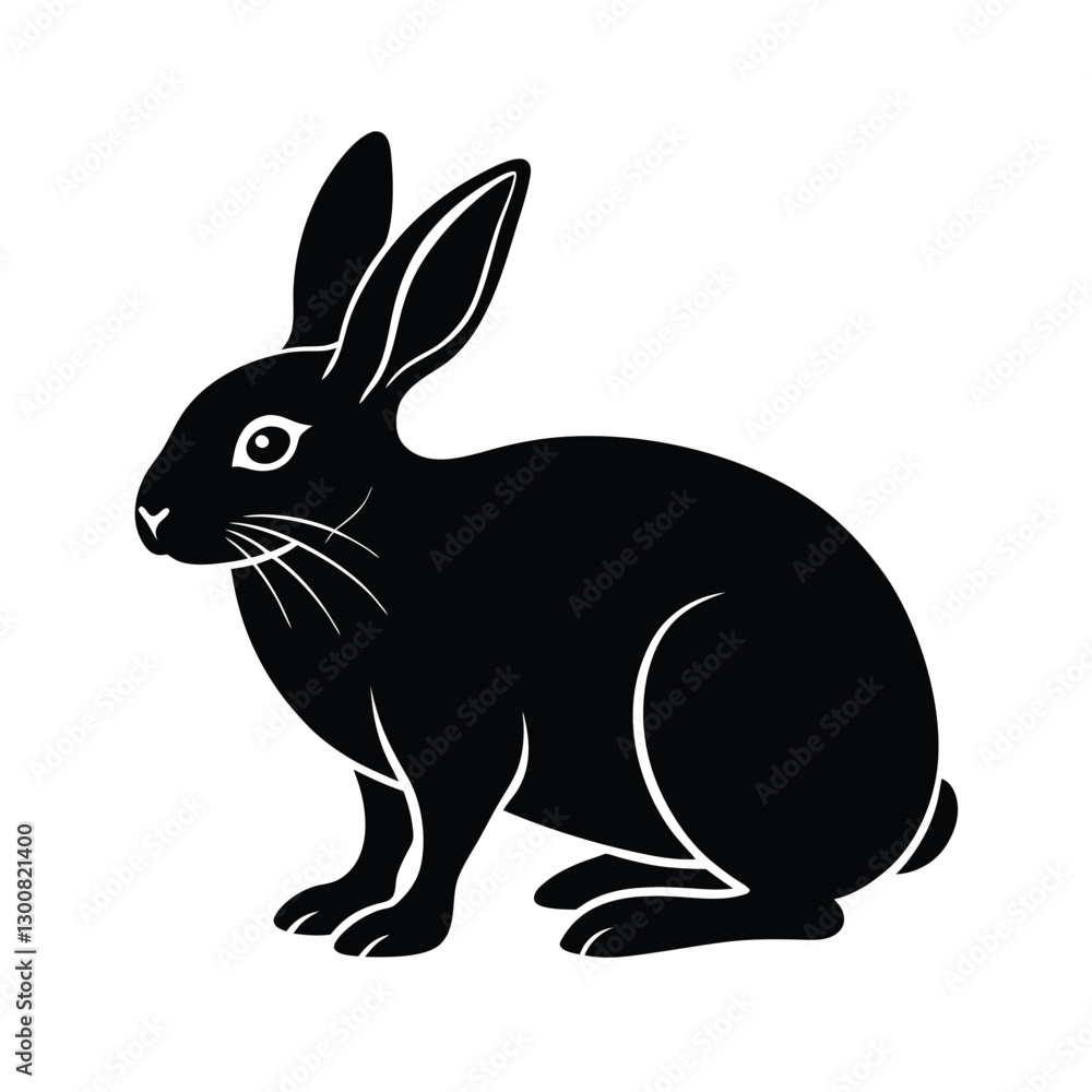 Obraz premium black rabbit on white background