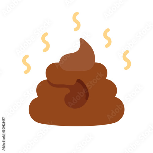 Cartoon illustration of feces with odor lines and playful design