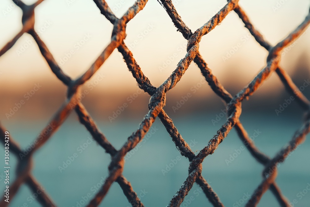 Intricate patterns of a fence at golden hour. Generative AI Intricate patterns of a fence at golden hour. Generative AI