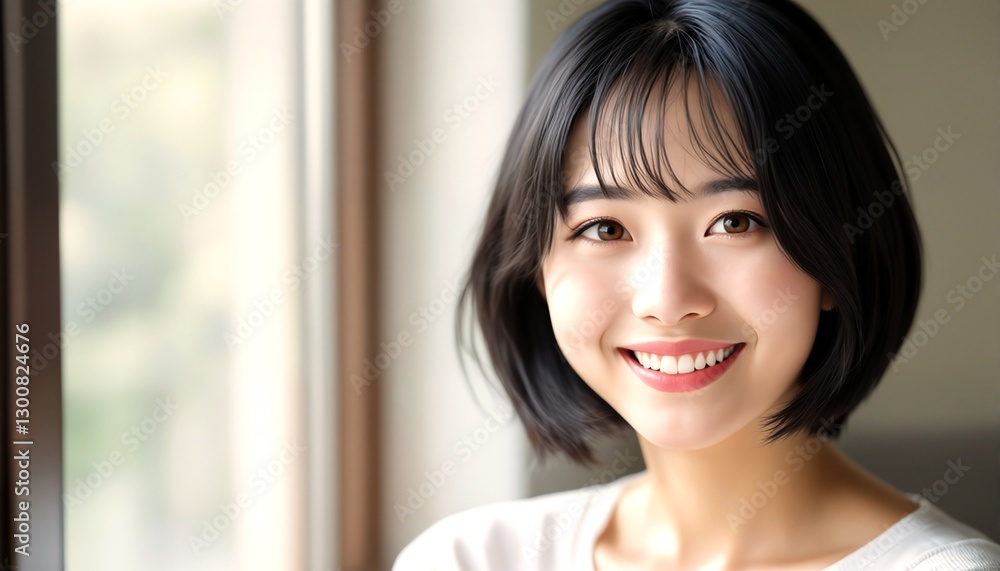 Young Japanese women smiling and posing for photos. Young Japanese women smiling and posing for photos.