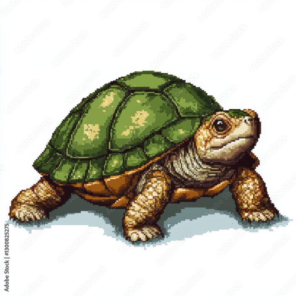 Obraz premium Pixel Art Depiction Of A Small Green Turtle