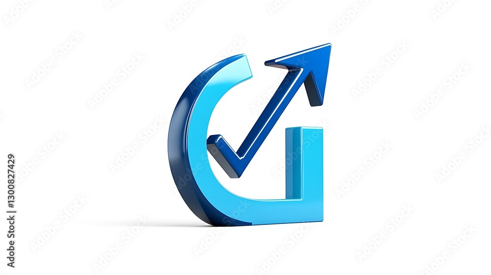 3D Render: Blue Growth Arrow Checkmark Icon AI Generated 3D Render: Blue Growth Arrow Checkmark Icon AI Generated