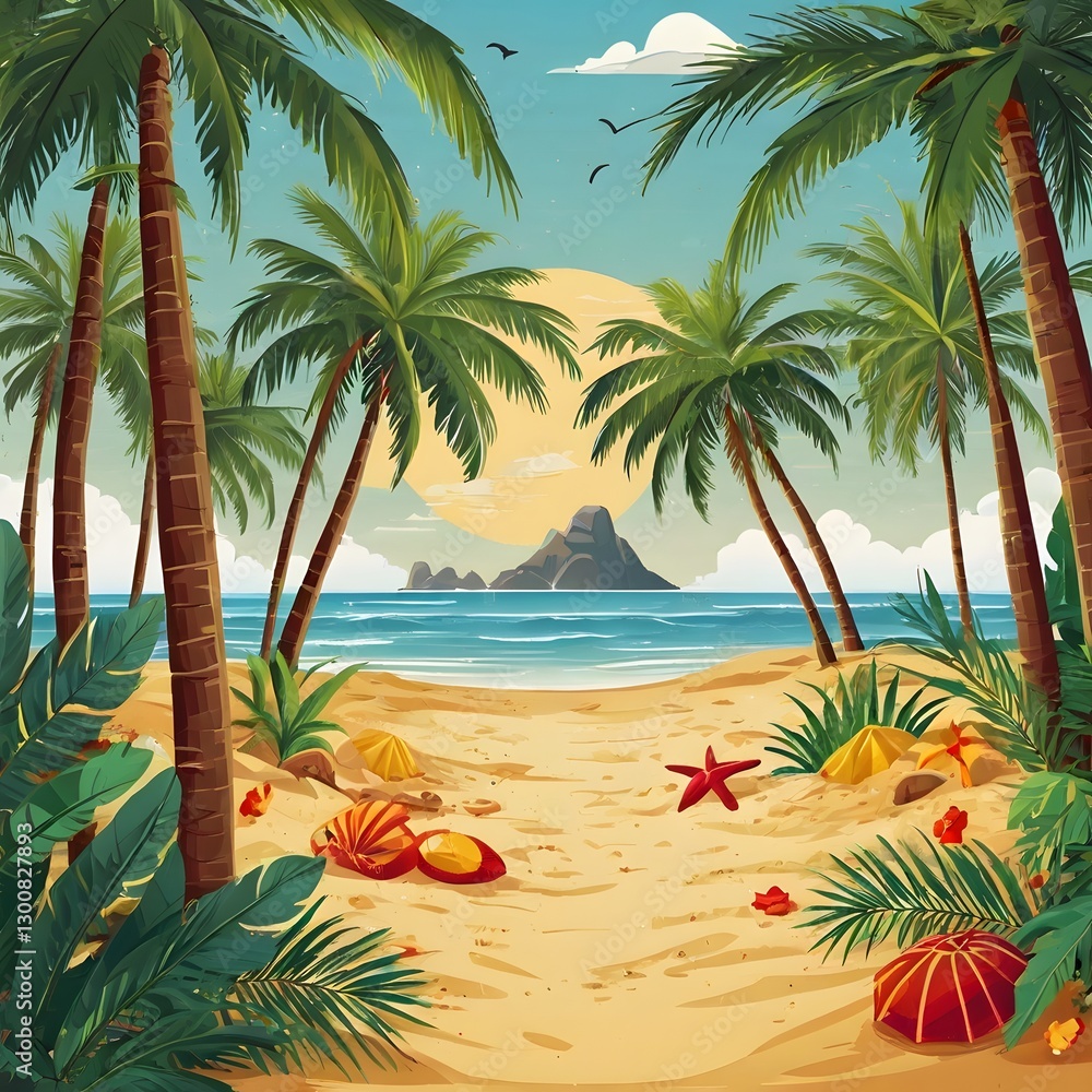 tropical beach with coconut trees tropical beach with coconut trees