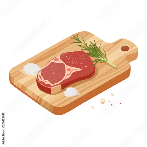 Fresh raw beef steak with rich marbling on wooden board