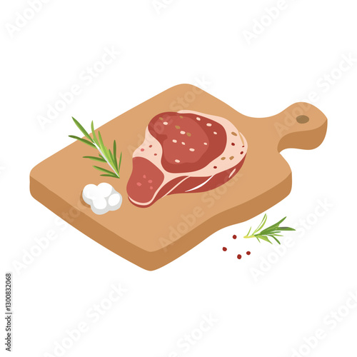 Fresh raw beef steak with rich marbling on wooden board