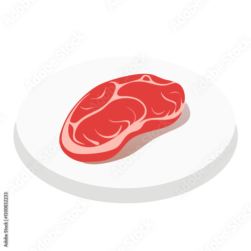 Fresh raw beef steak on white plate, ready for cooking