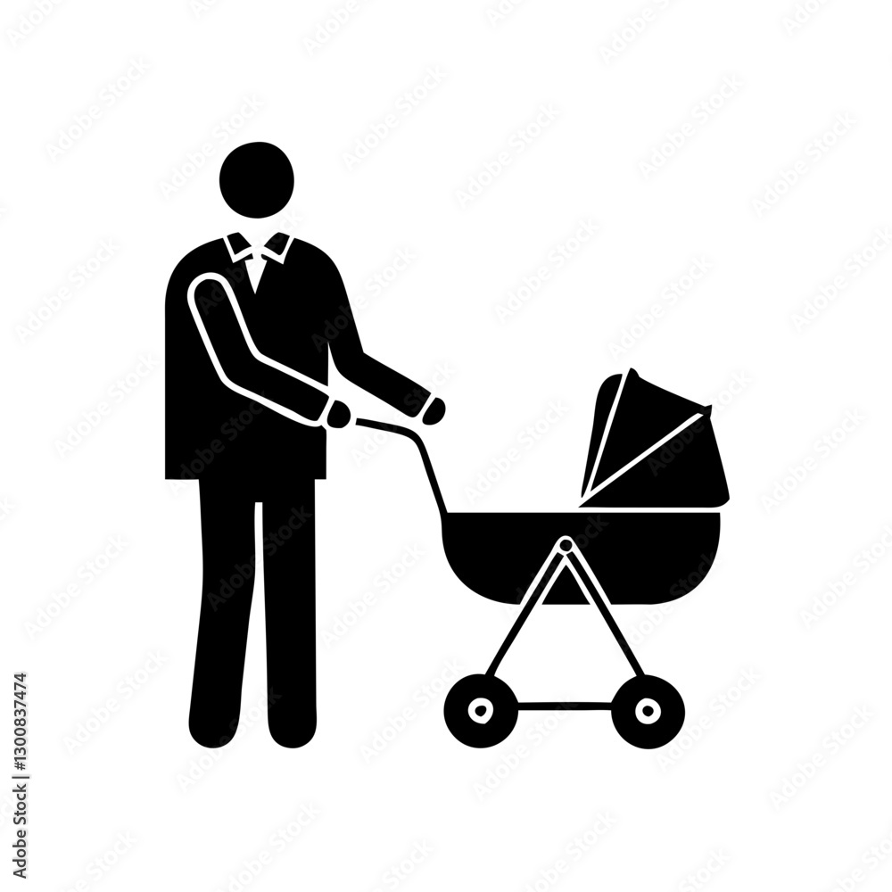 man pushing stroller in simple design man pushing stroller in simple design