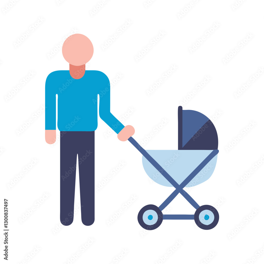 man pushing stroller in simple design man pushing stroller in simple design