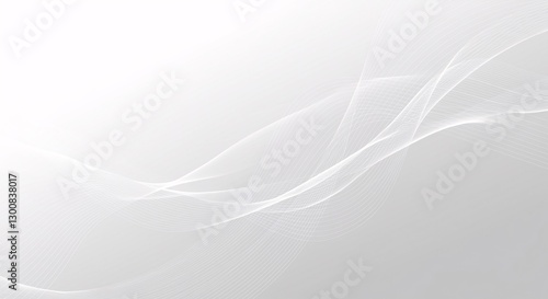 A sophisticated, modern abstract background featuring flowing, wave-like lines composed of delicate, translucent white grid patterns on a light gray backdrop
