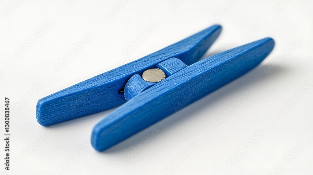 Blue Clothespin on White Background in Macro Photography Shot Blue Clothespin on White Background in Macro Photography Shot