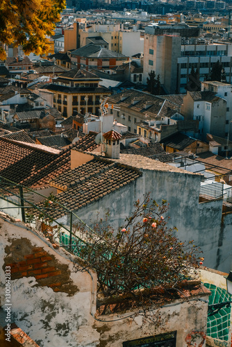 City architecture details. An old city surrounded by nature. Historic Spanish town