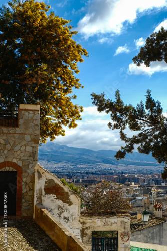 City architecture details. An old city surrounded by nature. Historic Spanish town