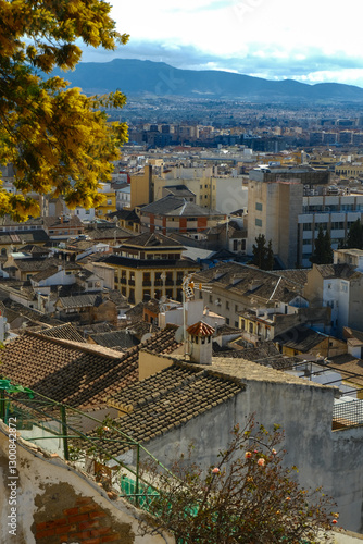 City architecture details. An old city surrounded by nature. Historic Spanish town