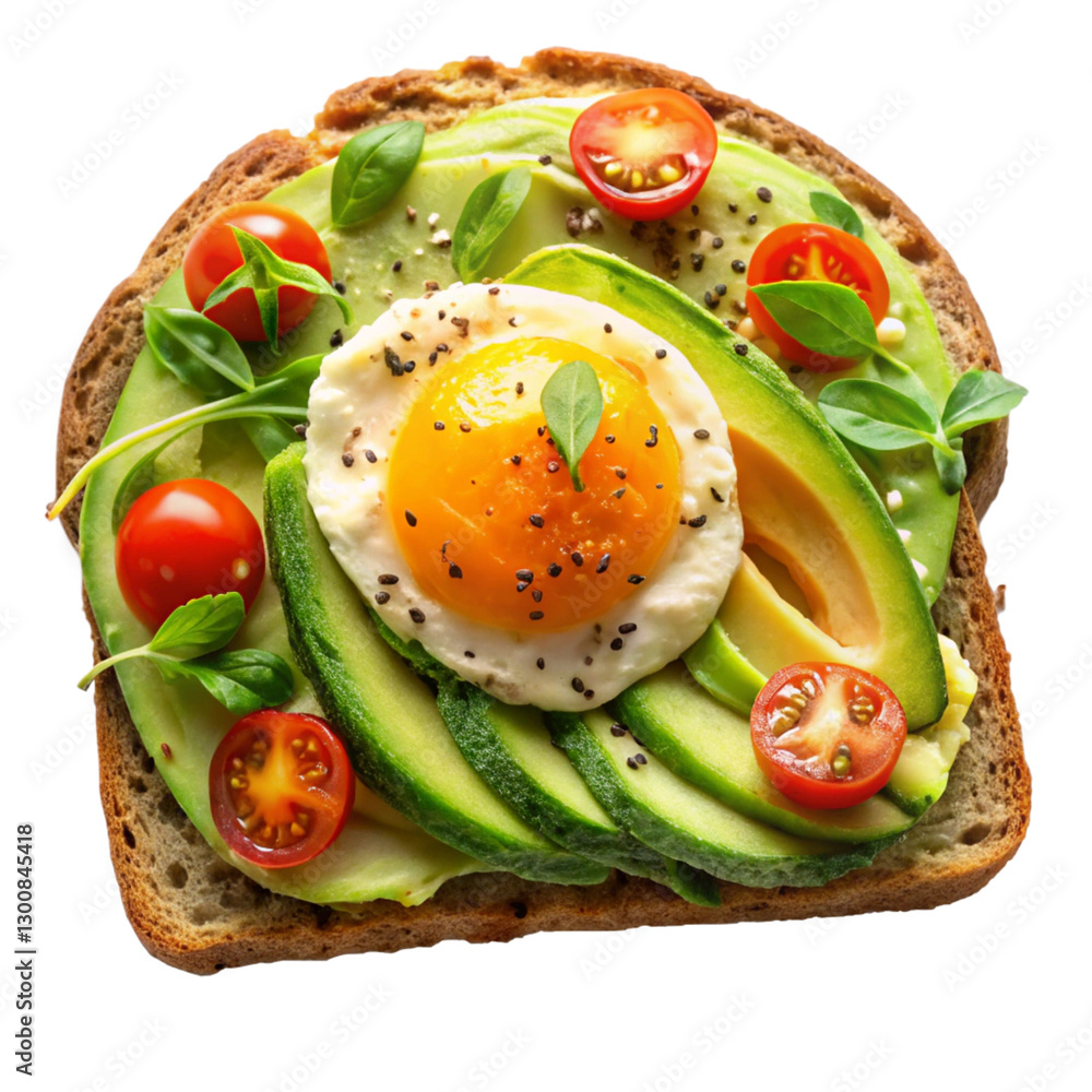 Sunrise Avocado Toast isolated on white background Sunrise Avocado Toast isolated on white background