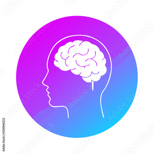 Human head silhouette with brain illustration, thinking concept