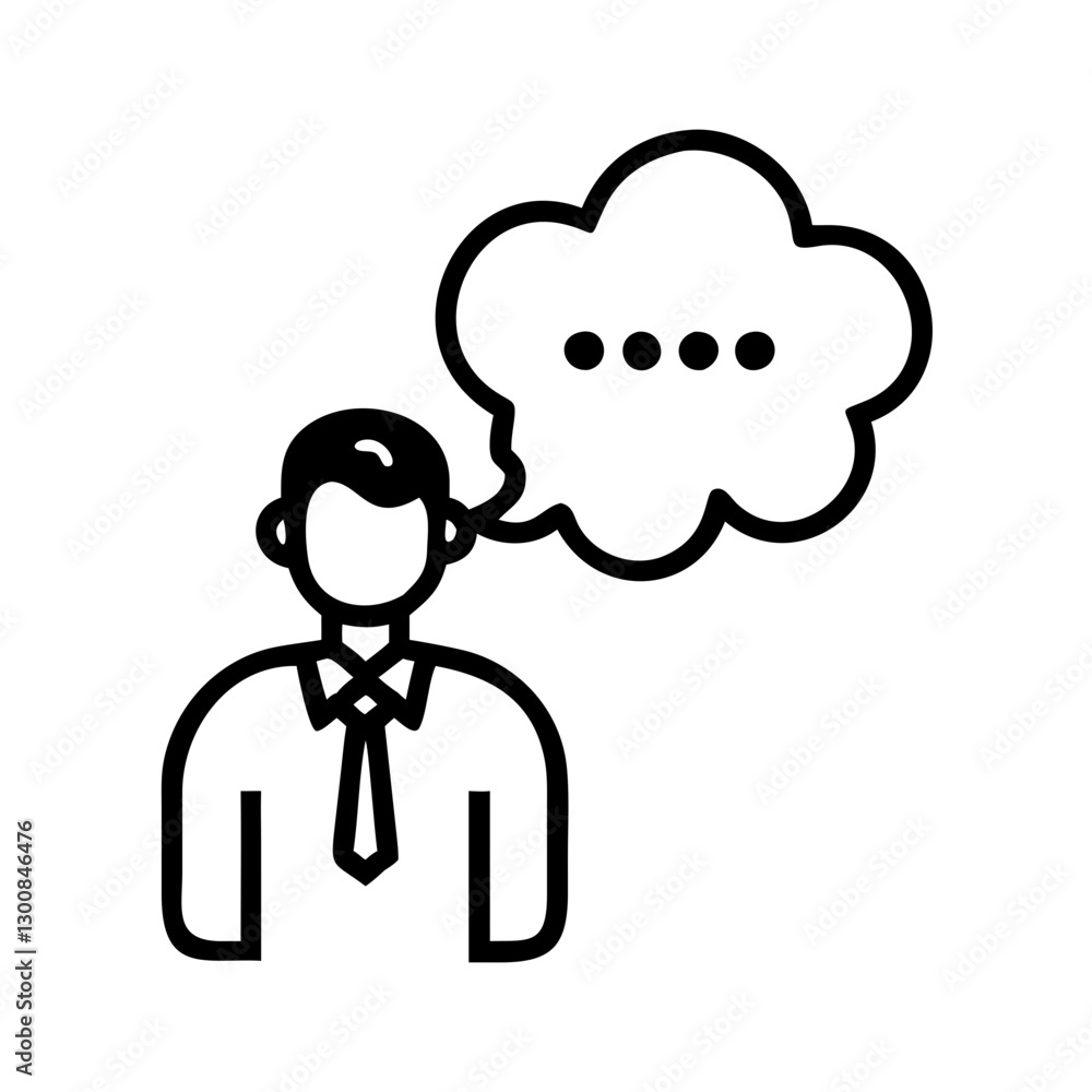 man in suit with thinking bubble above his head man in suit with thinking bubble above his head