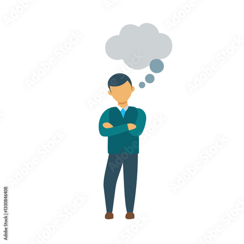 Wallpaper Mural Man standing with arms crossed and thinking bubble above him Torontodigital.ca