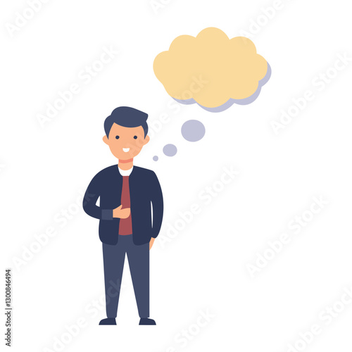 Wallpaper Mural man stands with thinking bubble, pondering ideas Torontodigital.ca