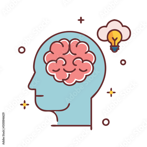 Creative thinking concept with brain and light bulb