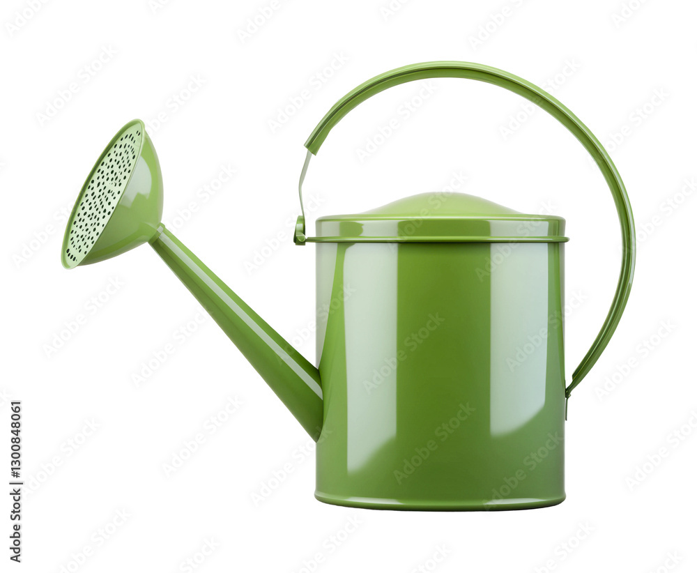 Green watering can for gardening and plant care, ideal for indoor and outdoor use in home gardens and flower beds, cut out Green watering can for gardening and plant care, ideal for indoor and outdoor use in home gardens and flower beds, cut out
