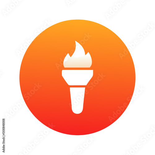 Flaming torch on orange background