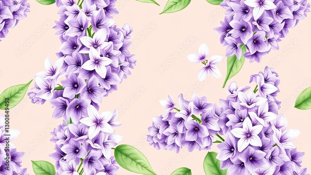 Fototapeta premium Elegant Purple Lilac Floral Seamless Pattern Background