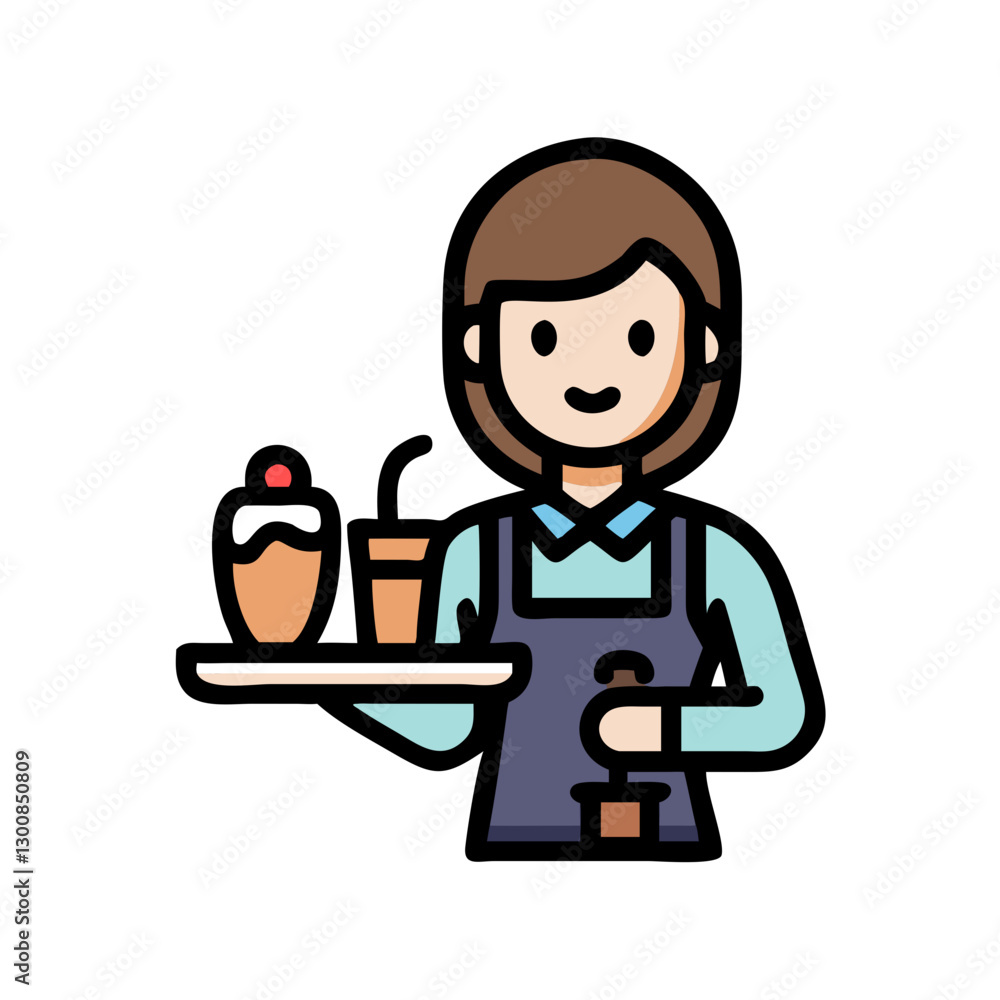 Waitress Vector Icon Design Waitress Vector Icon Design