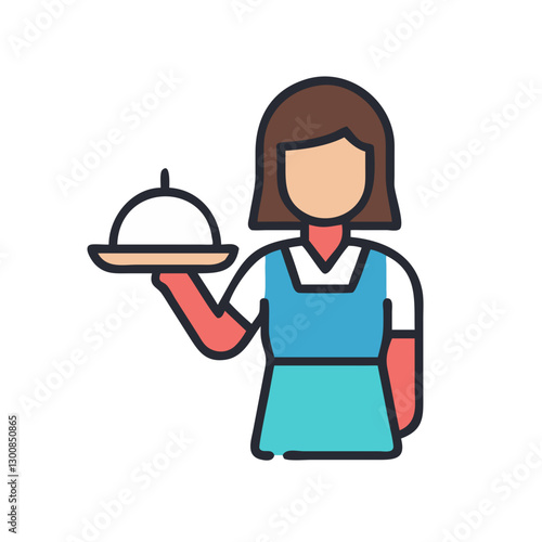 Waitress Vector Icon Design
