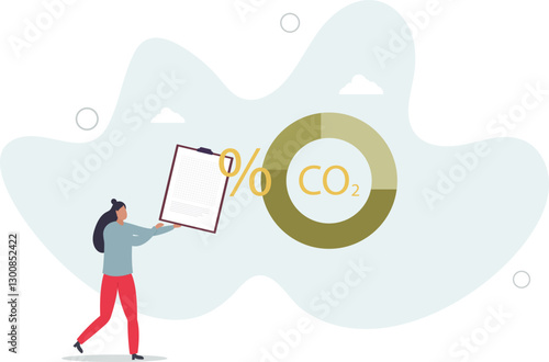 Character showing ways to reduce CO2 emission through carbon tax, credit and eco investing. Low carbon and environmental responsibility concept.flat character life .