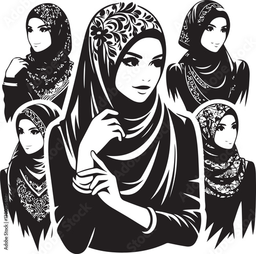 hijab girl vector silhouette