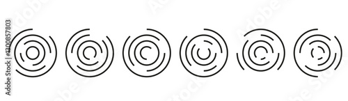 Concentric circle. Minimalist radial ripple effect with thin geometric lines. Abstract shockwave icon with concentric curved lines PNG