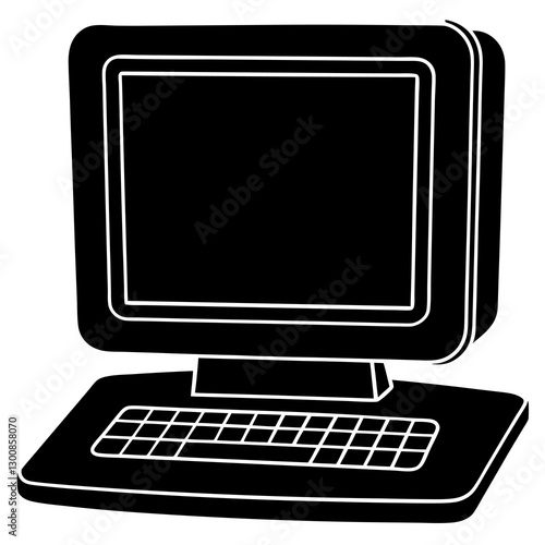 computer silhouette vector icon white background