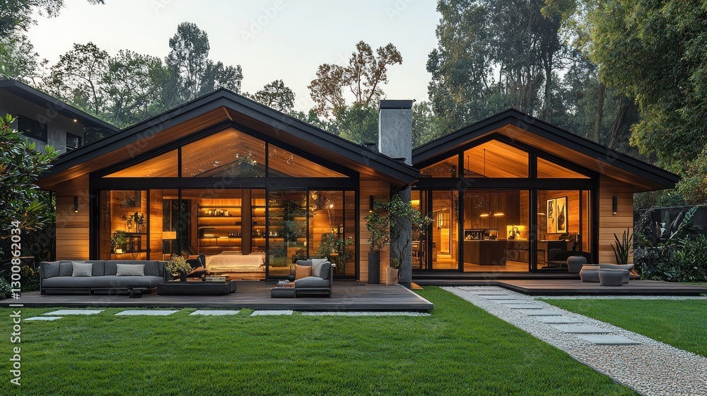Modern Home Surrounded By Trees With Large Glass Walls Modern Home Surrounded By Trees With Large Glass Walls