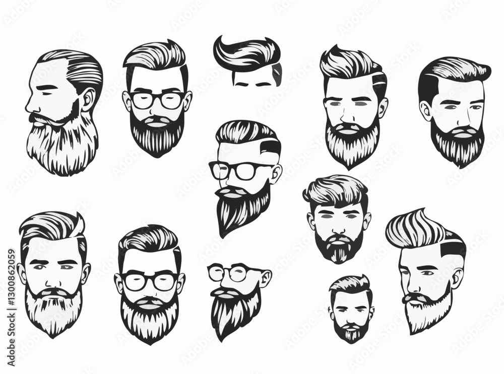 Hipster Haircuts and Beards Vector Bundle Hipster Haircuts and Beards Vector Bundle
